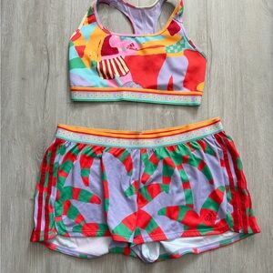 Adidas x Farm Rio Sports Bra and Athletic Shorts Set